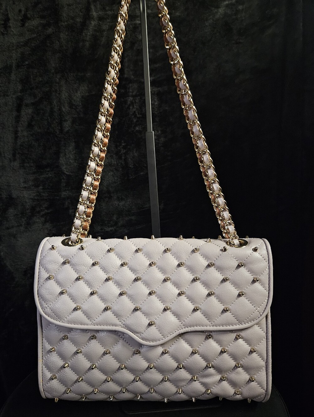 Rebecca Minkoff Large Quilted Studded Affair- Soft Lilac Gray Color